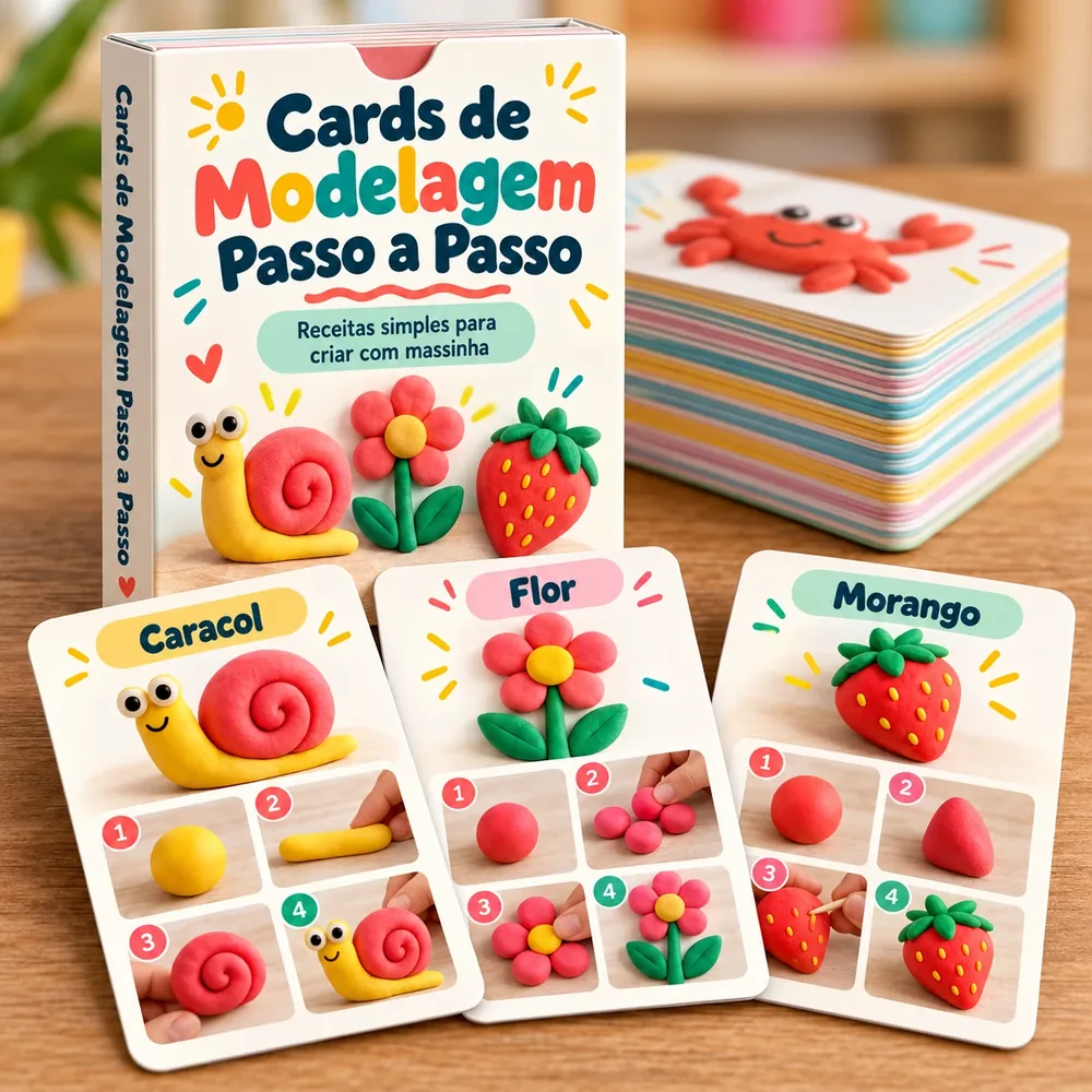 Mockup dos Cards de Modelagem Passo a Passo