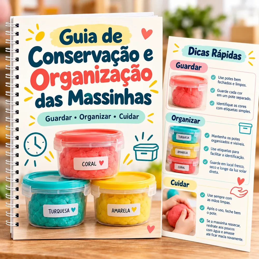 Mockup do Guia de Conservação e Organização das Massinhas