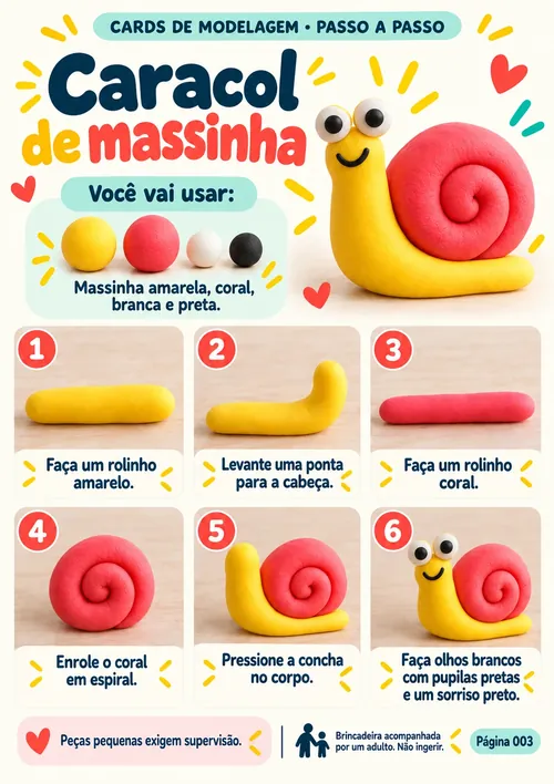 Card de Modelagem — Caracol de massinha