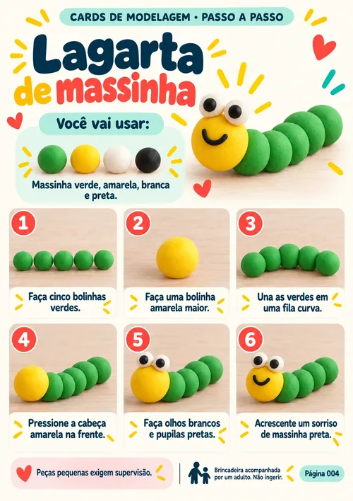 Card de Modelagem — Lagarta de massinha