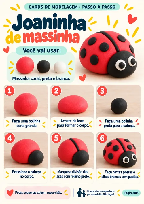 Card de Modelagem — Joaninha de massinha