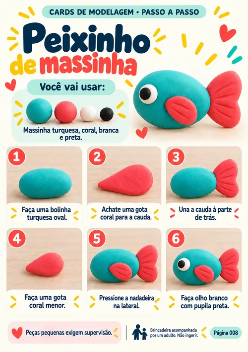 Card de Modelagem — Peixinho de massinha