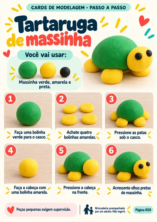 Card de Modelagem — Tartaruga de massinha