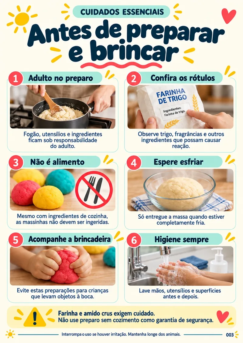 Página do kit — Cuidados essenciais: antes de preparar e brincar