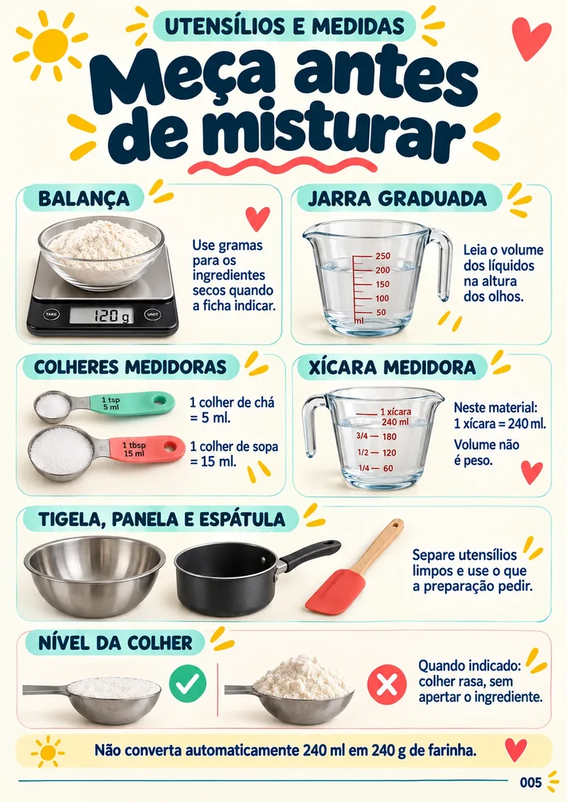 Página do kit — Utensílios e medidas: meça antes de misturar